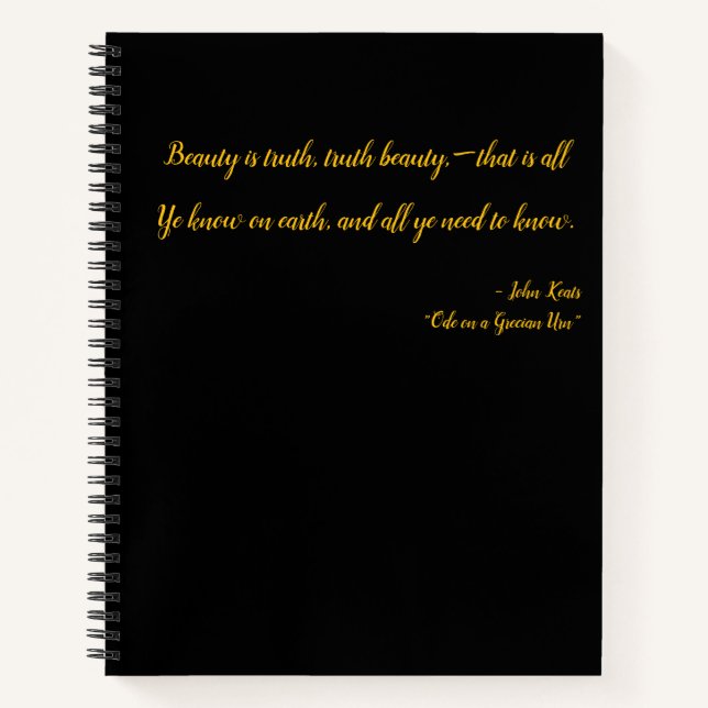 Truth is Beauty notebook - John Keats Quote (Front)