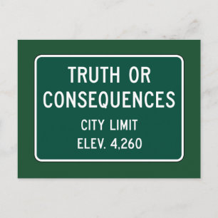 Truth Or Consequences, Road Marker, New Mexico, US Postcard