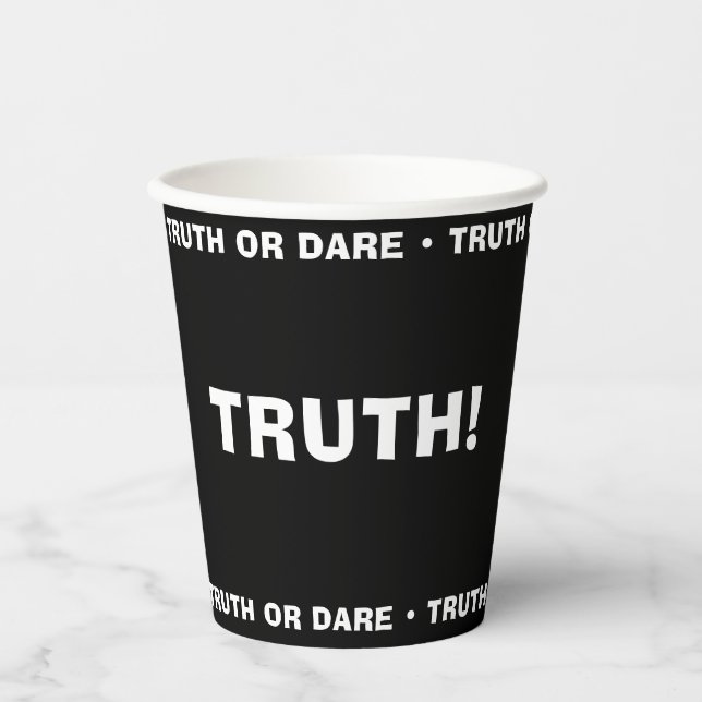Truth or Dare Beer Pong Party Game TRUTH Black Paper Cups (Front)