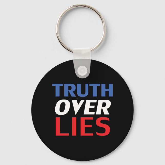 "Truth over Lies" Blue Red White Black Key Ring (Front)