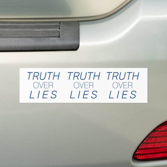 "Truth over Lies" blue white - Bumper Sticker (On Car)
