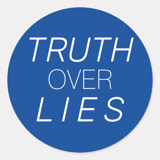 "Truth over Lies" blue white - Classic Round Sticker (Front)