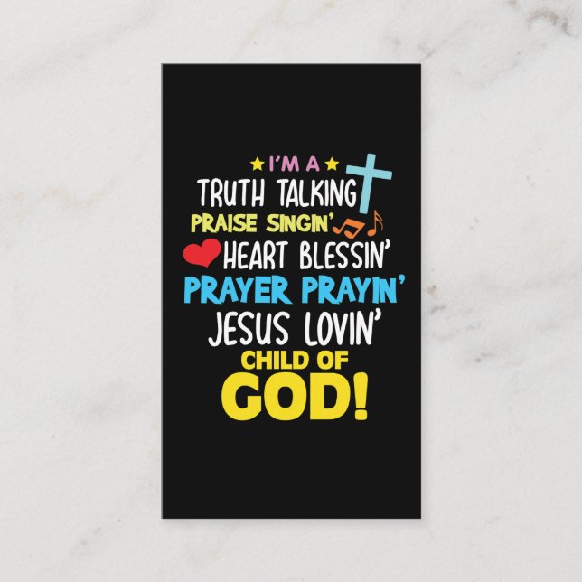 Truth Praise Blessing Pray Child Of God Christian Business Card (Front)
