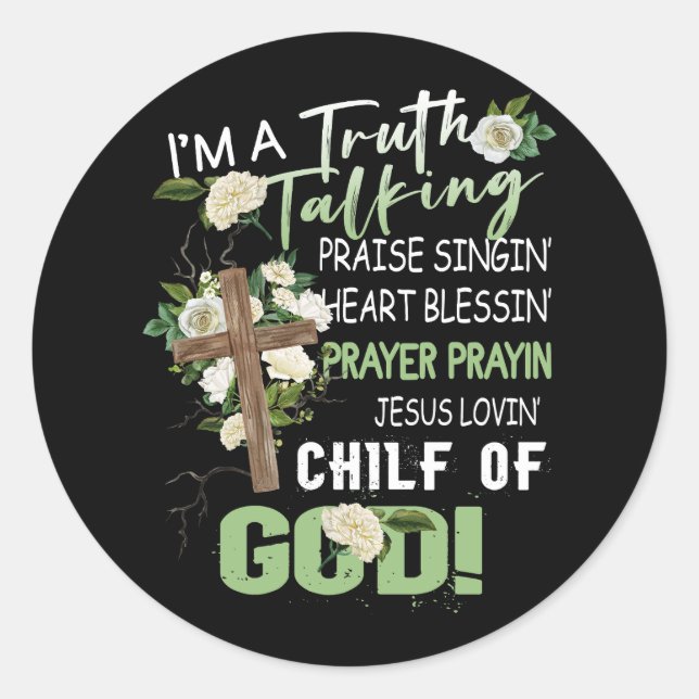 Truth Talking Praise Singing Heart Blessing Pray C Classic Round Sticker (Front)