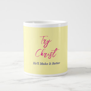 Try Christ Yellow Large Coffee Mug