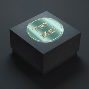 Try Me Faux Gold Teal Tester Sample Container Classic Round Sticker