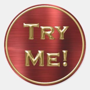 Try Me Gold Brushed Red Tester Sample Container Classic Round Sticker