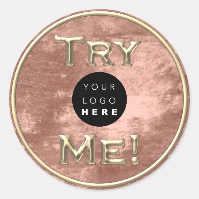 Try Me Logo Gold Tester Sample Container Rose Classic Round Sticker (Front)
