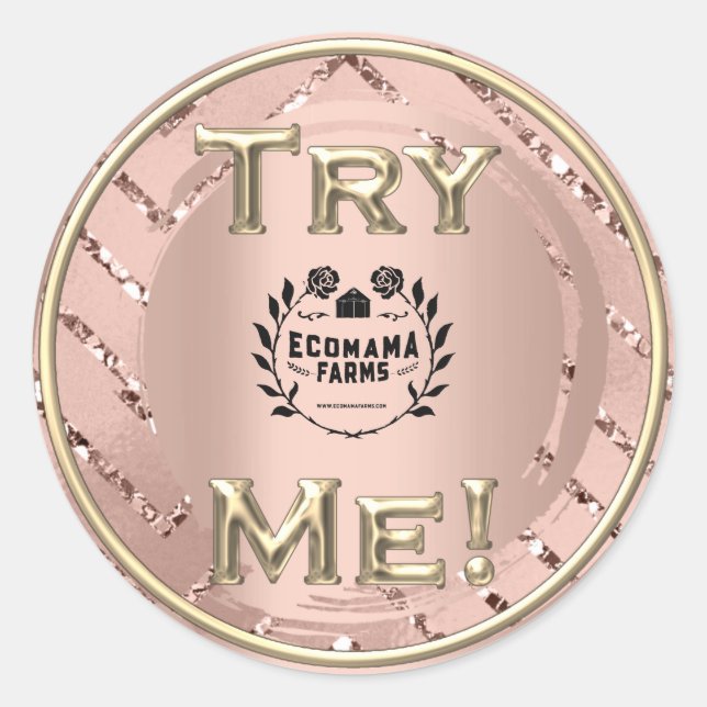 Try Me Logo Rose Modern Tester Sample Container Classic Round Sticker (Front)