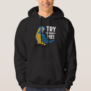 Try Me Parrot With Knife I Blue throated Macaw Hoodie