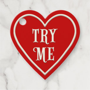 "Try Me" Red Heart Personalised Valentine's Day Favour Tags