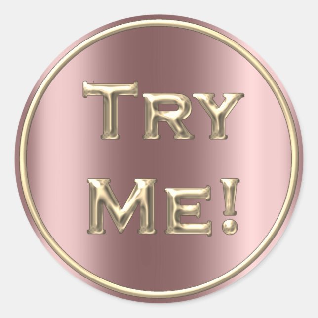 Try Me Rose Gold Blush Tester Sample Container Classic Round Sticker (Front)