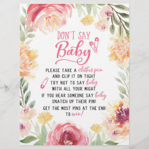 Try Not To Say Baby / Don't Say Baby Game Sign