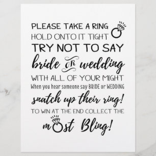 Try Not To Say Bridal Game Sign