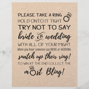 Try Not To Say Bridal Game Sign