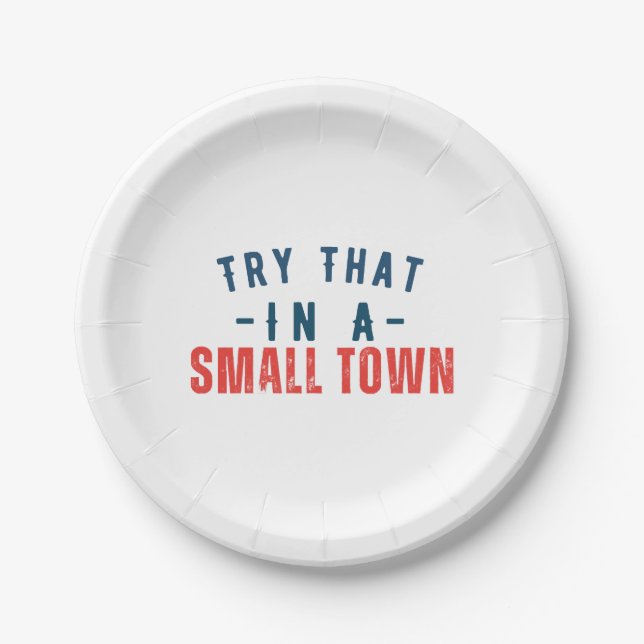 Try that in a small town  paper plate (Front)