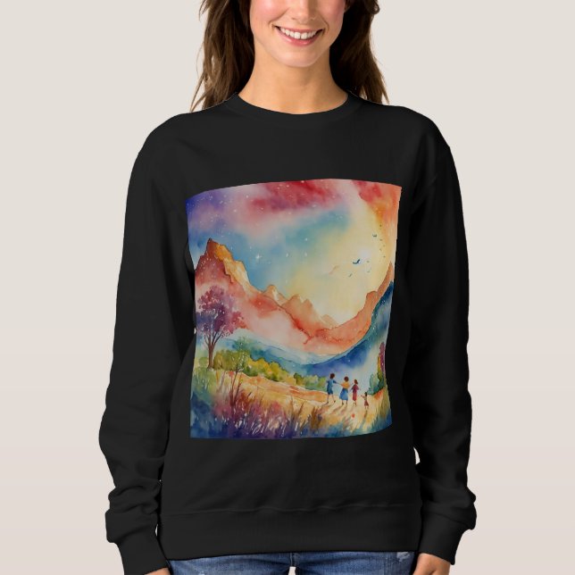 try to describe nature in water colour art sweatshirt (Front)
