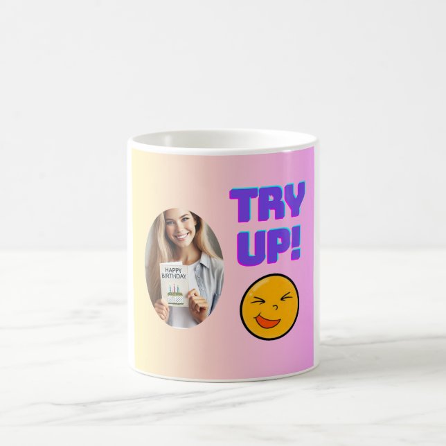 Try Up! Fun Emoji Design for Holiday Cheer Coffee Mug (Center)