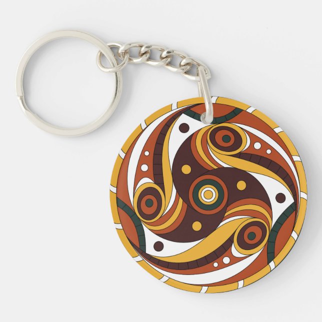 Trypillian Solar Spiral Rosette Round Keychain (Front)