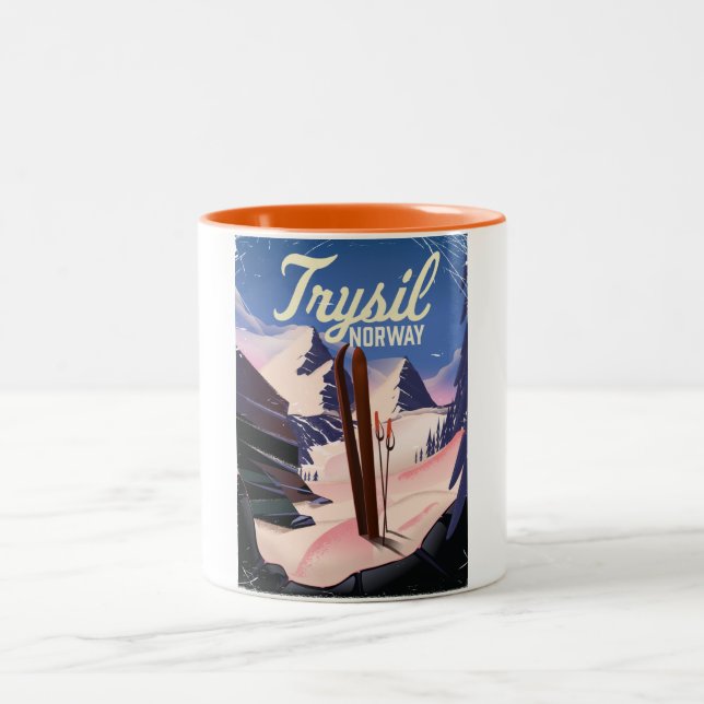 Trysil Norway ski Two-Tone Coffee Mug (Center)
