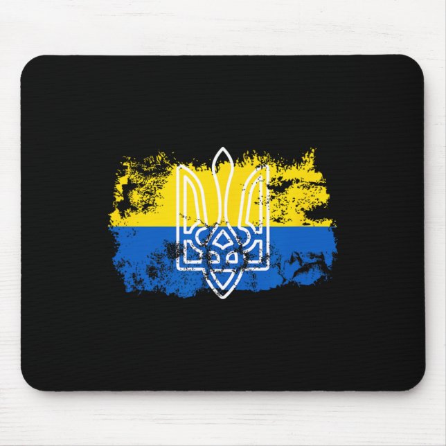 Tryzub Stand United With Ukraine Trident Ukrainian Mouse Pad (Front)