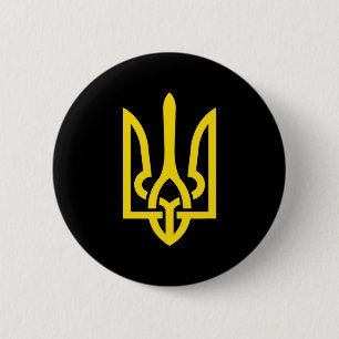 Tryzub Symbol of Ukraine Ukraine Patriot Stand wit 6 Cm Round Badge