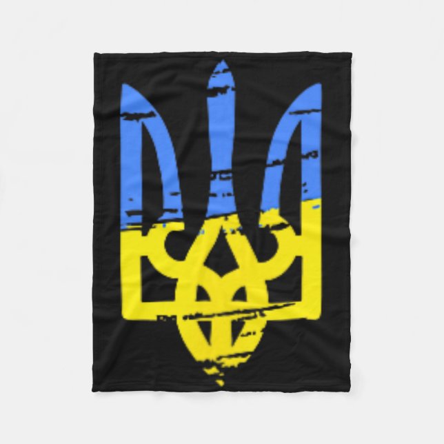 Tryzub Ukraine Ukrainian Trident Military  Fleece Blanket (Front)