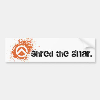 ts-icon-white-orng, shred the gnar. bumper sticker