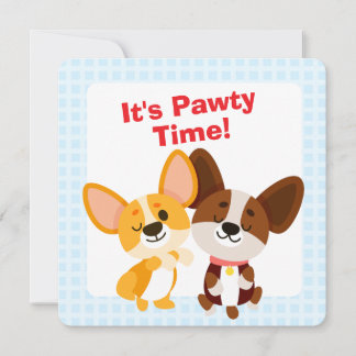 t's Pawty Time Corgi Birthday Invitation