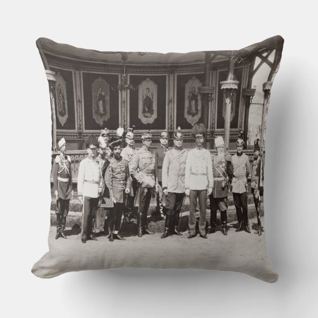 Tsar Nicholas II (1868-1918) standing in the garde Cushion (Front)