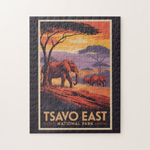Tsavo East National Park Kenya Illustration Travel Jigsaw Puzzle