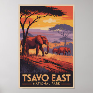Tsavo East National Park Kenya Illustration Travel Poster