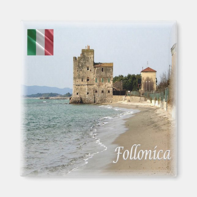 TSC011 FOLLONICA, Beach, Tuscany, Fridge Magnet (Front)