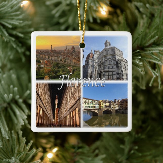 TSC033 FLORENCE, Mosaic, Tuscany, Ceramic Ornament (Tree)