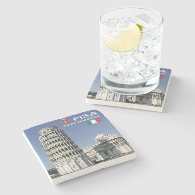 TSC096 LEANING TOWER of PISA, Tuscany, Stone Coaster (Side)