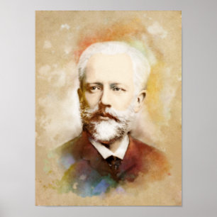 Tschaikowski/Tchaikovsky Portrait, Aquarell Style Poster