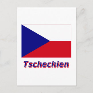 Tschechien Flagge mit Namen Postcard