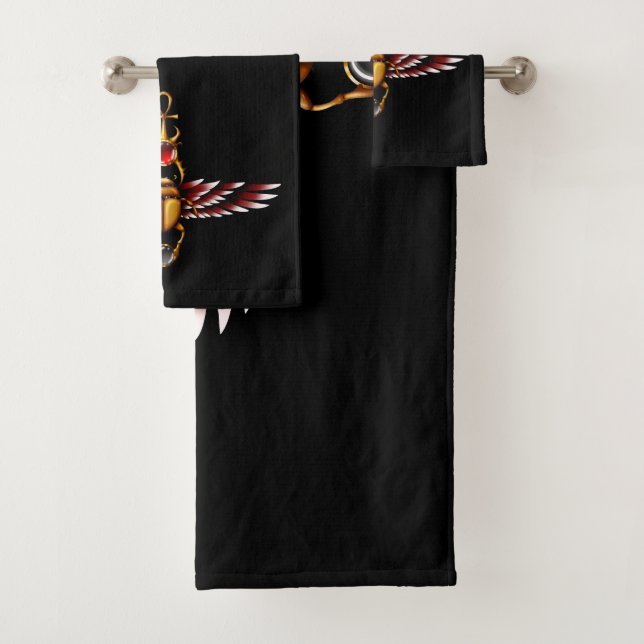 TSDS: Seth's Scarab Coat Graphic  Bath Towel Set (Insitu)