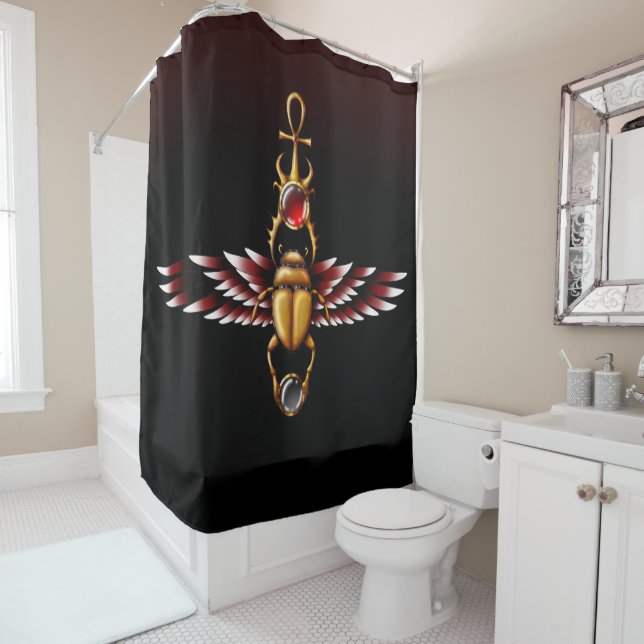TSDS: Seth's Scarab Coat Graphic  Shower Curtain (In Situ)