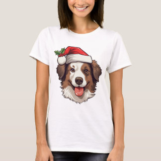 Tshirt Christmas Border Collie Brown white