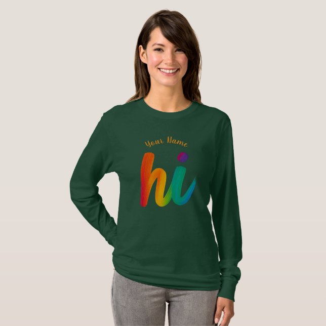 Tshit Brush Art Long Sleeve T-Shirt – Dark Green (Front Full)