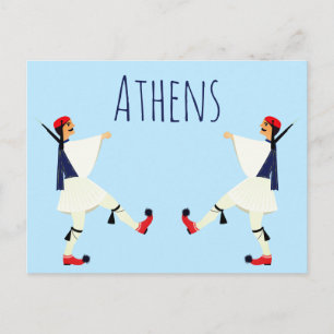 Tsolias (Evzones) with fustanella Athens Postcard