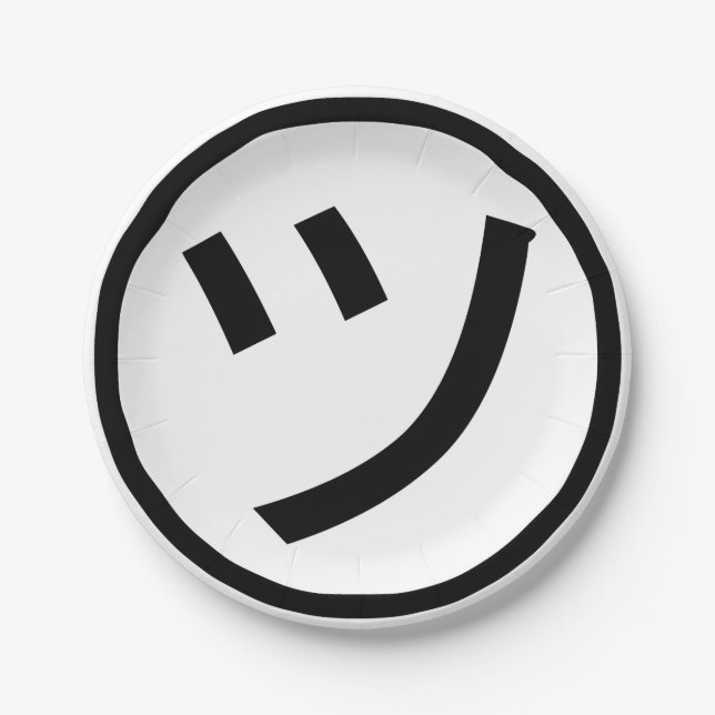 ㋡ Tsu Kana Katakana Smiling Emoji / Emoticon Paper Plate (Front)
