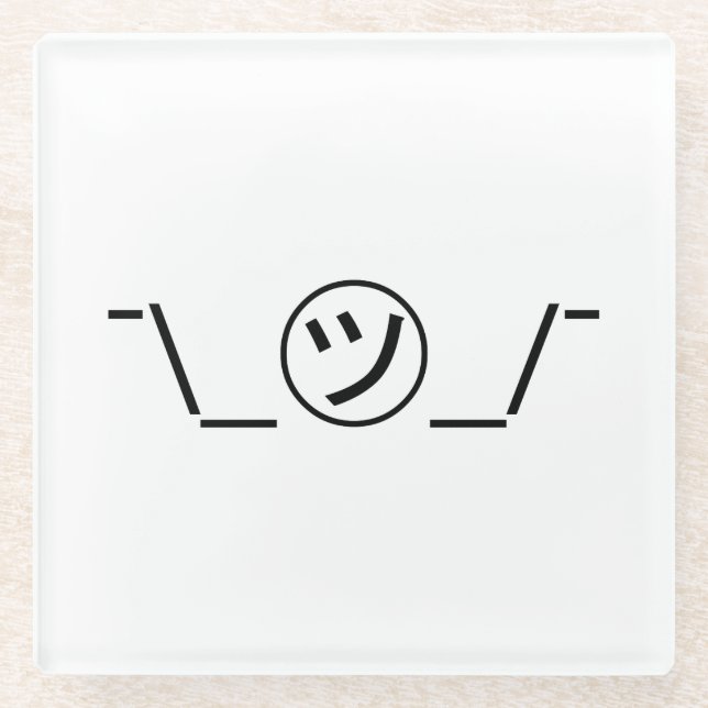 Tsu Kana Shrug Emoticon ¯\_㋡_/¯ Japanese Kaomoji Glass Coaster (Front)