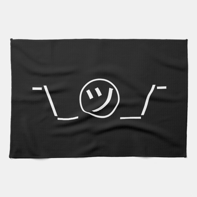 Tsu Kana Shrug Emoticon ¯\_㋡_/¯ Japanese Kaomoji Tea Towel (Horizontal)