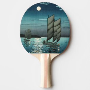 Tsuchiya Koitsu - Boats at Shinagawa, Night Ping Pong Paddle