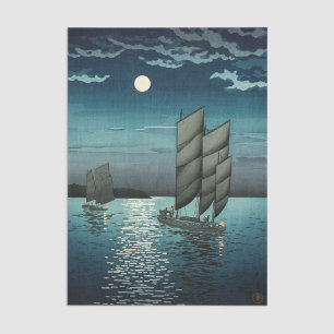 Tsuchiya Koitsu - Boats at Shinagawa, Night Tissue Paper