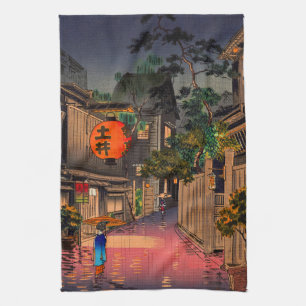 Tsuchiya Koitsu - Evening at Ushigome Tea Towel