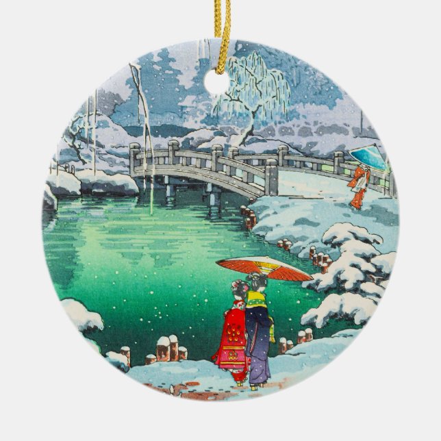 Tsuchiya Koitsu Sketches of Famous Places In Japan Ceramic Tree Decoration (Front)