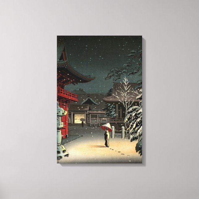 Tsuchiya Koitsu - Snow at Nezu Shrine Canvas Print (Front)